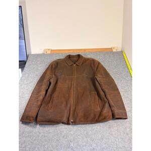 Vintage Andrew Marc Heavy Brown Leather Jacket Men's XL